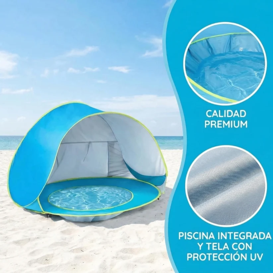 Carpa con Piscina Refrescante para Playa